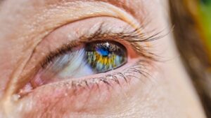 a close up of a persons eye