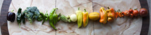 vegetables organized by colors in the rainbow